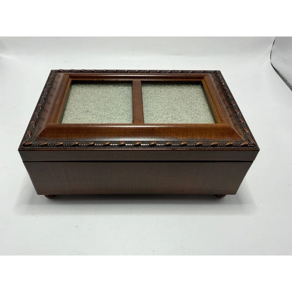 Wooden Music Jewelry Box Glass Lid‎ Sankyo Movement